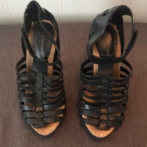 Heels that are cork and black leather